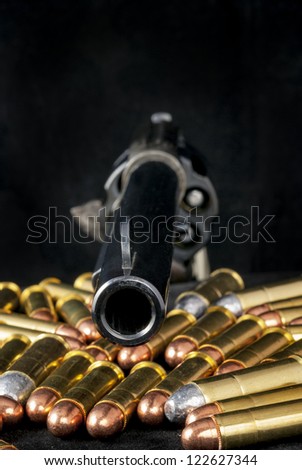 Pistol barrel and gun bullets