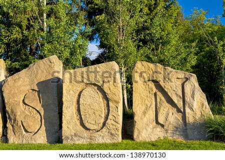 Letters carved in rock