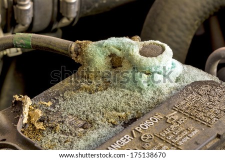 Car battery corrosion on the terminal