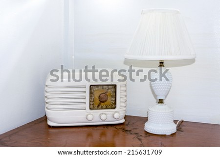 Antique clock radio and lamp