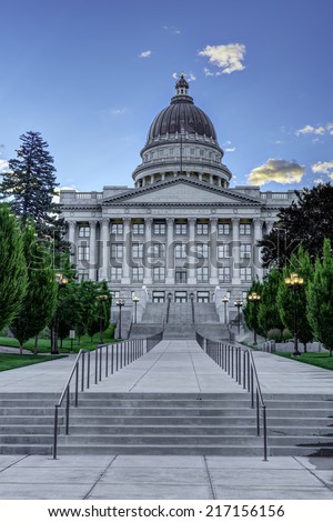 Stairs leading to the Utah state capital building