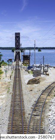 Train tracks and bridge and Tennessee river