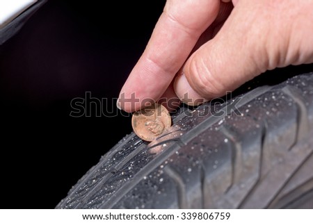 Using a penny to check tread wear on a tire