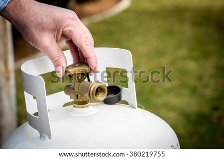 Brass Valve closed on a propane tank