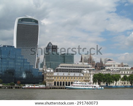 LONDON- JUNE 29: The city of londons ever changing skyline, taken from the south bank of the river thames. LONDON, JUNE 29, 2015.
