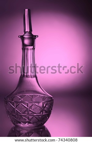 Glass  jug  transparent in the violet light