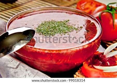 Russian cuisine soup from a beet