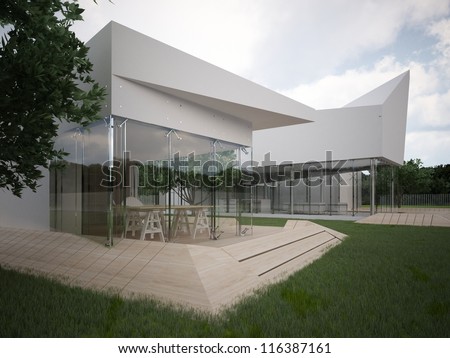 Modern house design, contemporary architecture, hi tech project