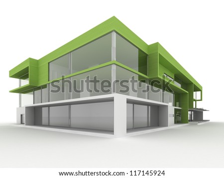 Design Of Modern Office Building. Environmentally Friendly, Green ...