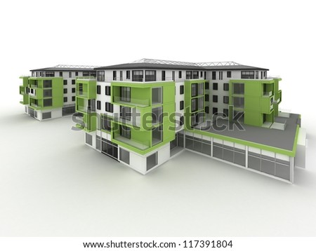 architecture design and visualization of ecological, environmentally friendly, green apartment building