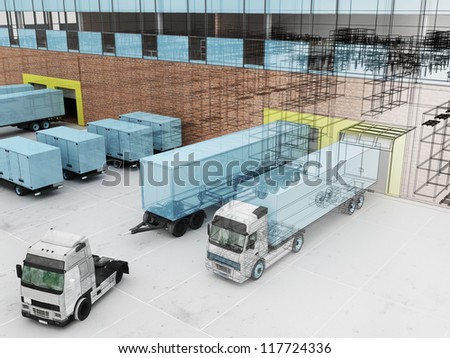Architecture Visualization Of Plant With Offices And Cargo Service