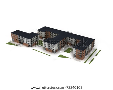 computer generated visualization of apartment building. top view ...