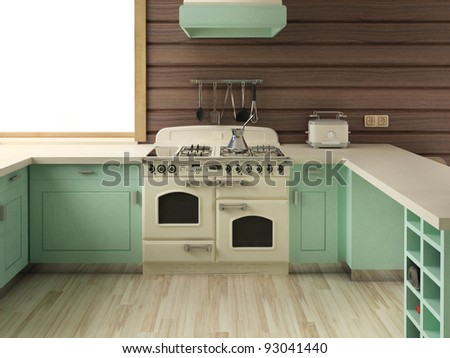 American Home Design on American Retro Kitchen   Home Interior Design Stock Photo 93041440