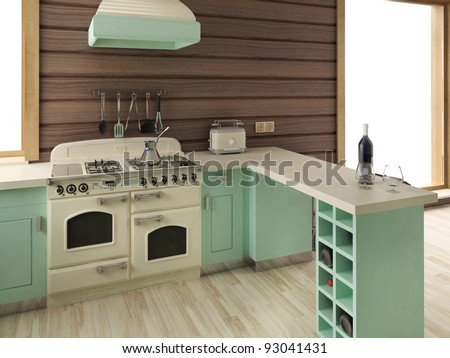 American Kitchen Design Gallery on American Retro Kitchen   Home Interior Design Stock Photo 93041431