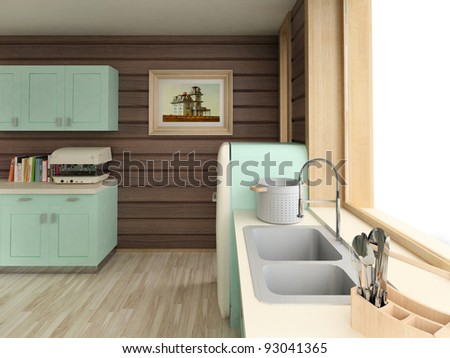 American Kitchen Design Gallery on American Retro Kitchen   Home Interior Design Stock Photo 93041365