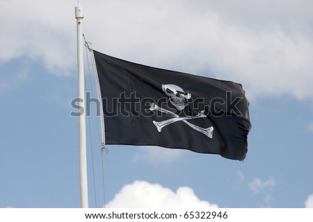 Skull and Cross Bone Flag blowing in the wind