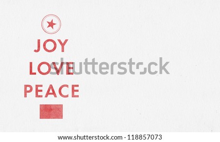 Joy Love Peace Letterpress Christmas Card