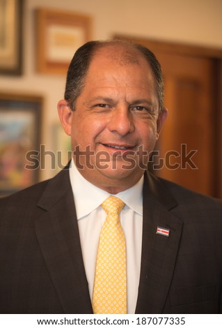 SAN JOSE, COSTA RICA. April, 3rd 2014. Elected President of Republic of Costa Rica for 2014-2018 period, Mr. Luis Guillermo Solis Rivera.