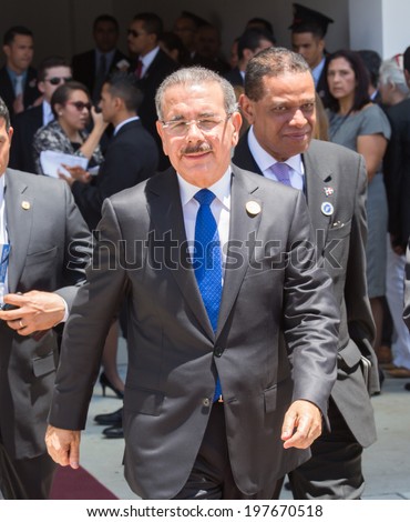 San Jose, Costa Rica. May, 8th, 2014. Danilo Medina, President of Dominican Republic, attends to presidency assumption of Luis Guillermo Solis in Costa Rica.