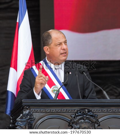 San Jose, Costa Rica. May, 8th, 2014. Luis Guillermo Solis, President of Costa Rica during his presidency assumption.