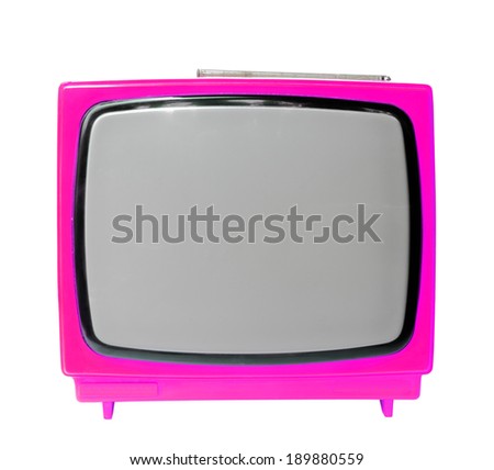 Vintage analog television isolated over white background, clipping path.