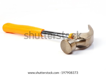 Yellow claw hammer isolated on white background.