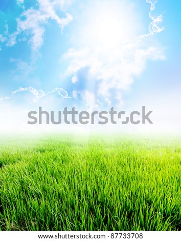 Summer landscape with cloud and blue sky