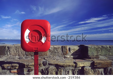 Lifebelt and harbour wall, St. Andrews, Fife, Scotland