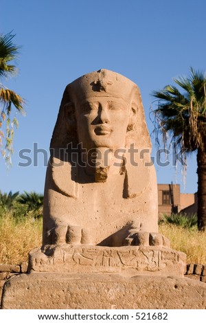 A sphinx or human headed lion in Luxor (Thebes) Temple, Egypt