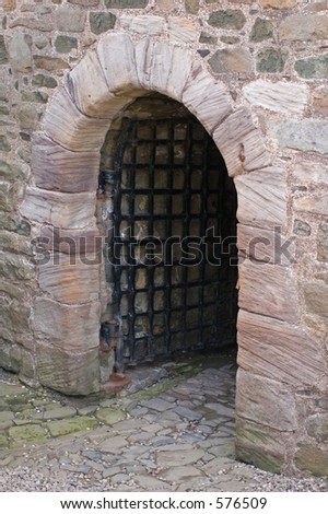 The ancient entrance to a Scottish castle.