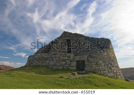 The Broch or Iron age fort or castle at Carloway in Lewis, Western Isles, Scotland