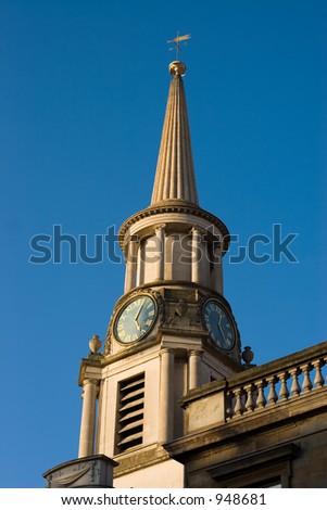 Evening light on the steeple of Hutcheson\'s Hospital, Glasgow, Scotland