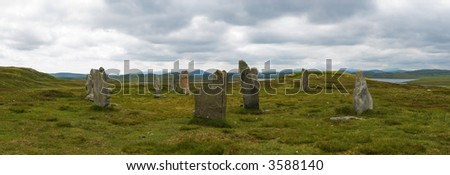 One of the many arrangements of standing stones at Callanish, Lewis, Scotland