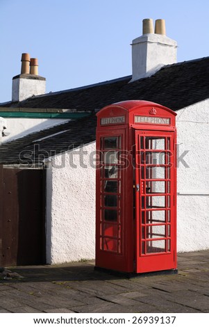 A traditional red telephone box on the Island of Seil Argyll, Scotland