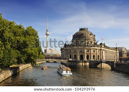 Bode Museum on Museum Island with TV Tower in background, Berlin, Germany, Europe