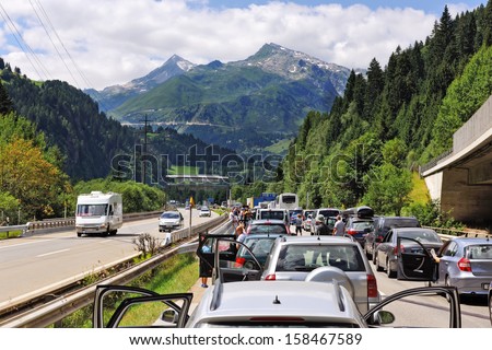 People delayed by large traffic jam on highway
