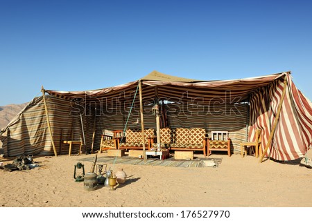 Bedouin tent in the desert of Wadi Rum, Jordan, Middle East