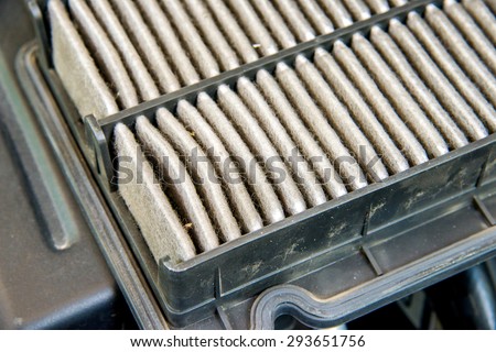 Dirty air filter for car, automotive spare part