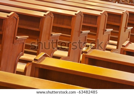 Chair prayer in the church, Interior  Inside a Catholic Church, Assumption University, Thailand