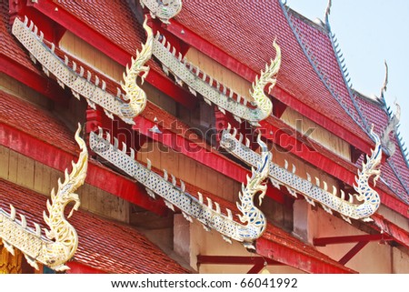 Gable apex in temple roof , Chiangmai Province,  Thailand