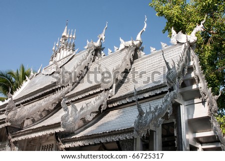 Silver Sanctuary, Gable apex in temple roof , Chiangmai Province,  Thailand