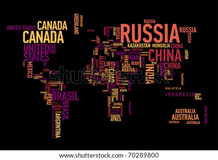 world map with countries and cities. world map with countries and