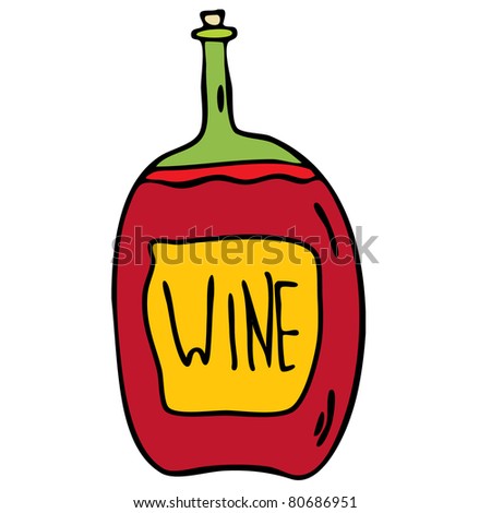 Cartoon Wine Bottle Stock Vector Illustration 80686951 : Shutterstock