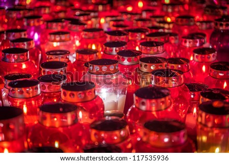 Memorial Day - Group of Candles Group of candles - lamps with candle lights. All Saint\'s Day.