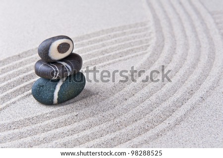 Japanese Zen Garden Stone On Raked Sand. Mini Rock Garden. Zen ...
