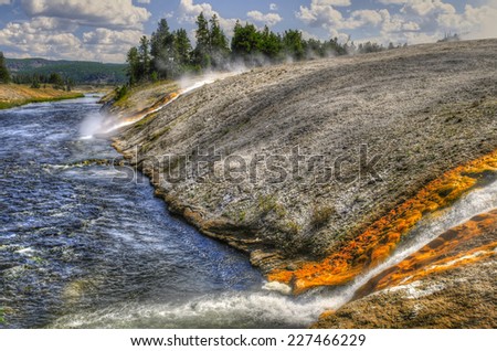 Scenic Landscapes of Geothermal activity of Yellowstone National Park USA - Midway Geyser Basin
