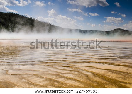 Scenic Landscapes of Geothermal activity of Yellowstone National Park USA - Midway Geyser Basin
