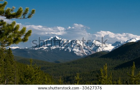 Snow covered mountains in Kananaskis area, Alberta Canada
