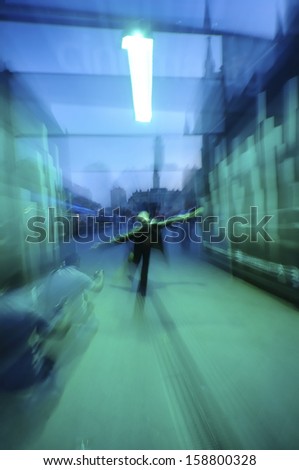 Funny ghost, longer exposure photo of funny guy, no detectable faces, Adobe rgb color profile