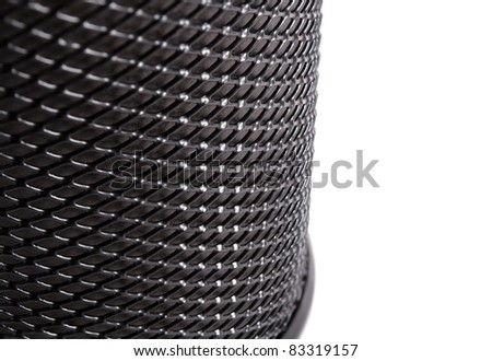 Black mesh cylinder isolated on a white ,fragment.